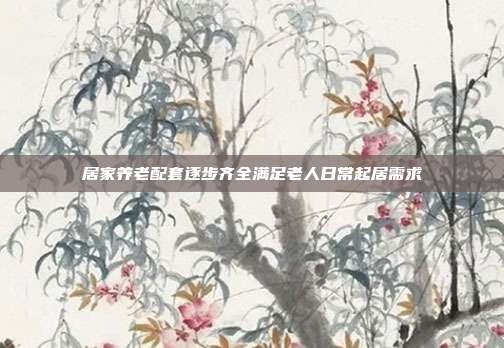 居家养老配套逐步齐全满足老人日常起居需求