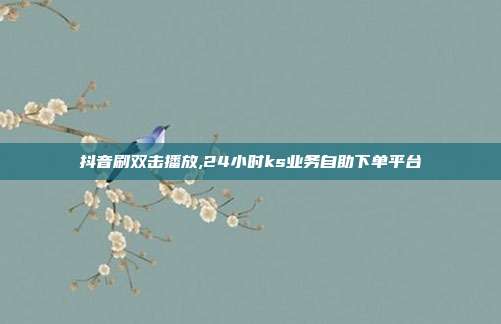 抖音刷双击播放,24小时ks业务自助下单平台