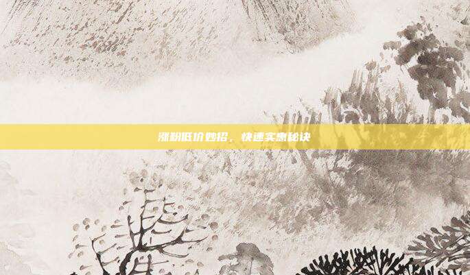 涨粉低价妙招，快速实惠秘诀