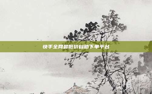 快手全网最低价自助下单平台