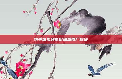 快手短视频低价加热推广秘诀