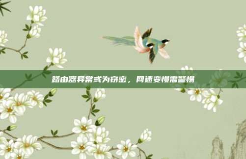 路由器异常或为窃密，网速变慢需警惕