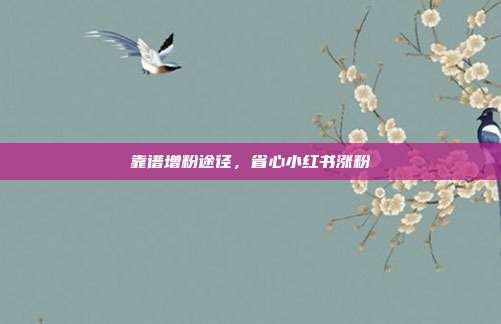 靠谱增粉途径，省心小红书涨粉