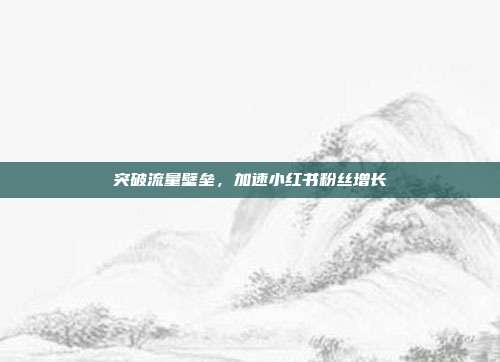 突破流量壁垒，加速小红书粉丝增长