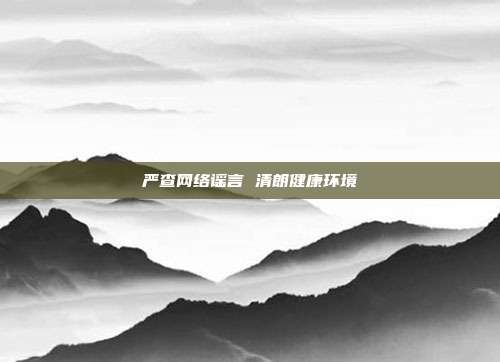 严查网络谣言 清朗健康环境