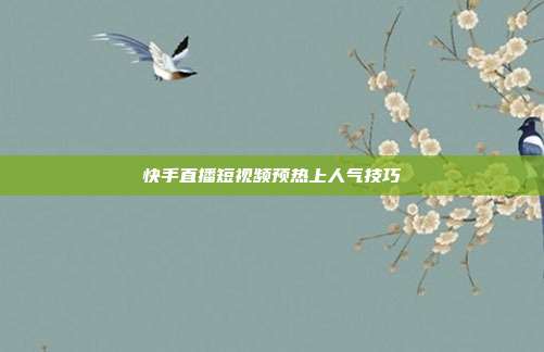 快手直播短视频预热上人气技巧