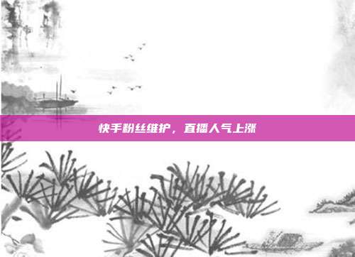 快手粉丝维护,直播人气上涨