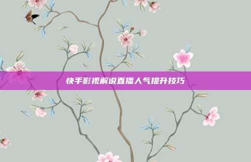 快手影视解说直播人气提升技巧