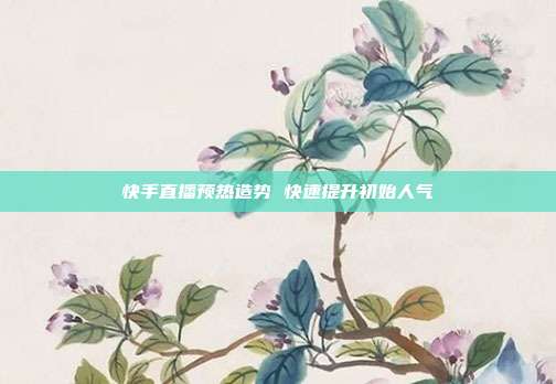 快手直播预热造势 快速提升初始人气