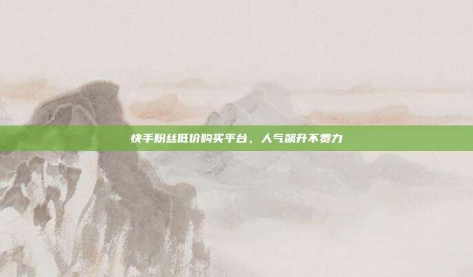 快手粉丝低价购买平台，人气飙升不费力