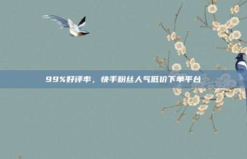 99%好评率,快手粉丝人气低价下单平台