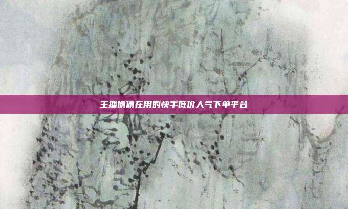 主播偷偷在用的快手低价人气下单平台