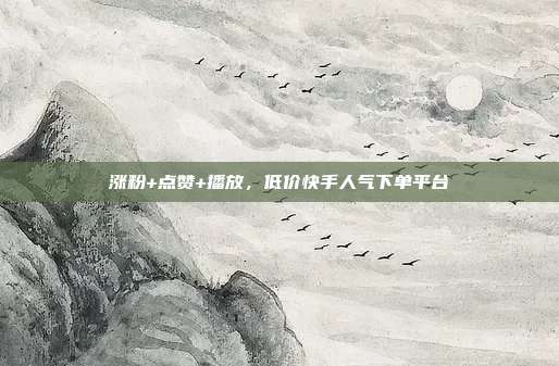 涨粉+点赞+播放,低价快手人气下单平台
