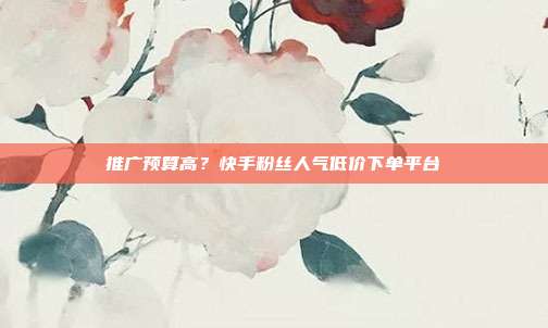 推广预算高？快手粉丝人气低价下单平台