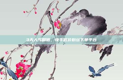 3天人气翻倍,快手低价粉丝下单平台