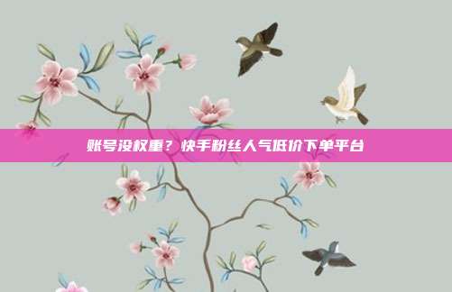 账号没权重？快手粉丝人气低价下单平台