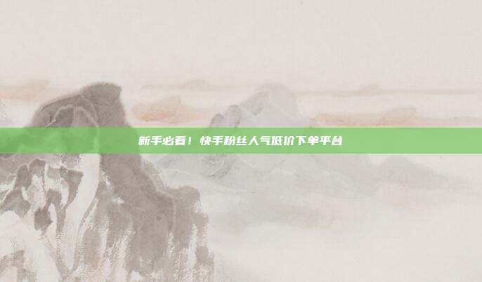 新手必看！快手粉丝人气低价下单平台