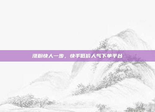 涨粉快人一步，快手低价人气下单平台
