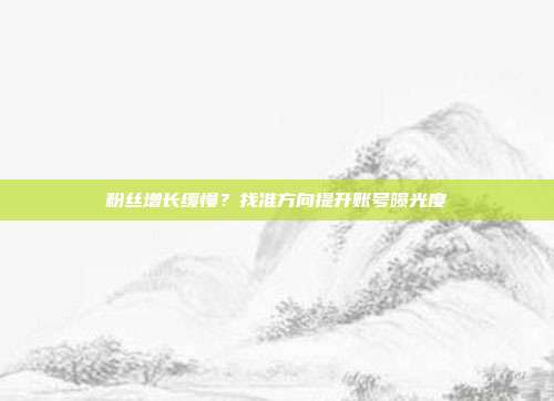 粉丝增长缓慢？找准方向提升账号曝光度