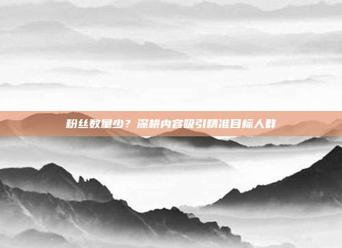 粉丝数量少？深耕内容吸引精准目标人群