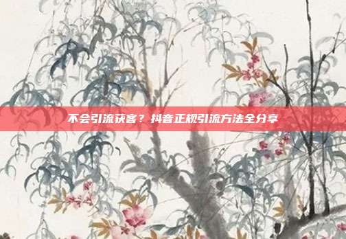 不会引流获客？抖音正规引流方法全分享