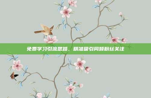 免费学习引流思路，精准吸引同频粉丝关注