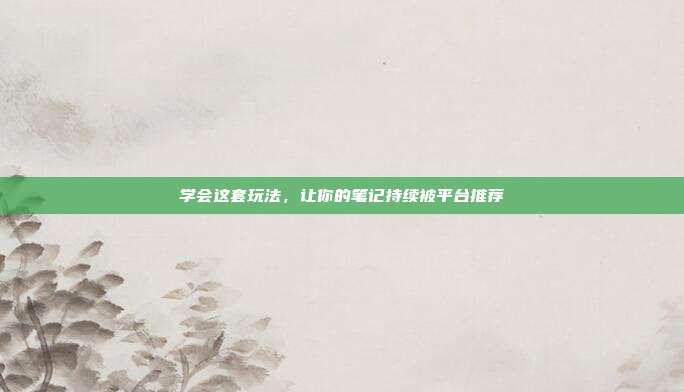 学会这套玩法，让你的笔记持续被平台推荐