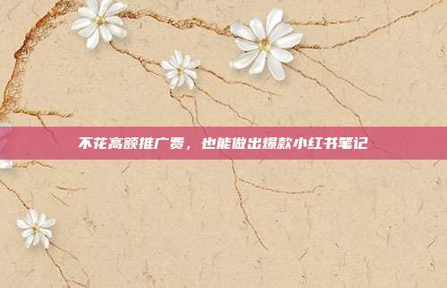 不花高额推广费，也能做出爆款小红书笔记