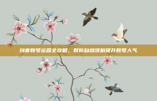 抖音账号运营全攻略，教你自然涨粉提升账号人气