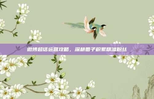 微博超话运营攻略，深耕圈子积累精准粉丝