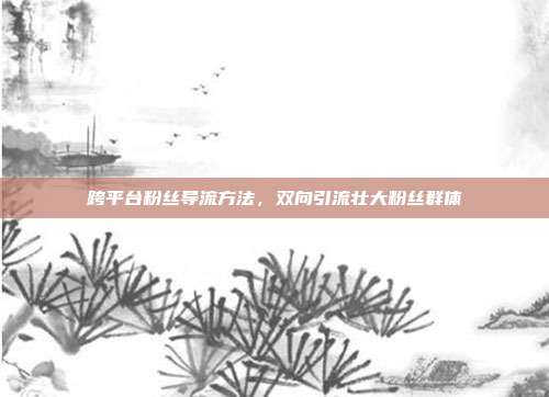 跨平台粉丝导流方法，双向引流壮大粉丝群体