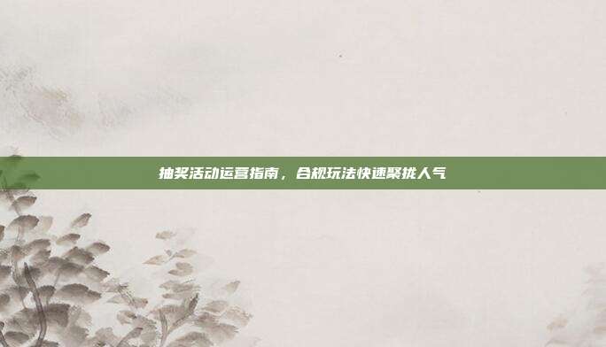 抽奖活动运营指南，合规玩法快速聚拢人气