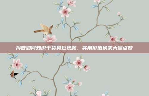 抖音如何知识干货类短视频,实用价值换来大量点赞