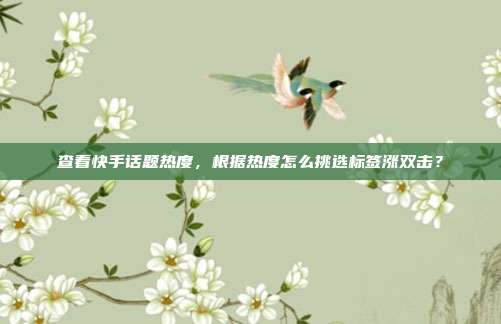查看快手话题热度,根据热度怎么挑选标签涨双击?