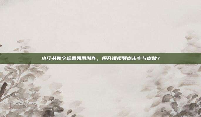 小红书数字标题如何创作,提升短视频点击率与点赞?