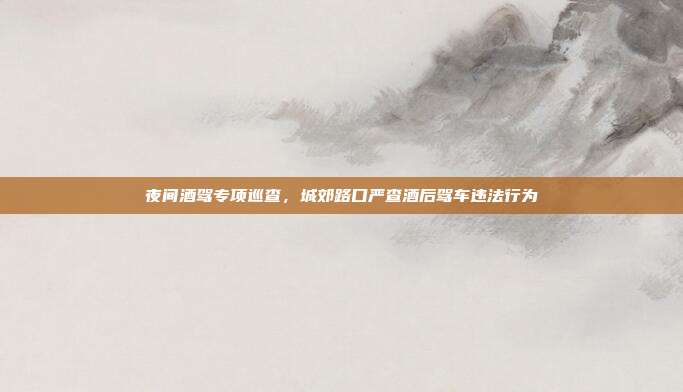 夜间酒驾专项巡查，城郊路口严查酒后驾车违法行为