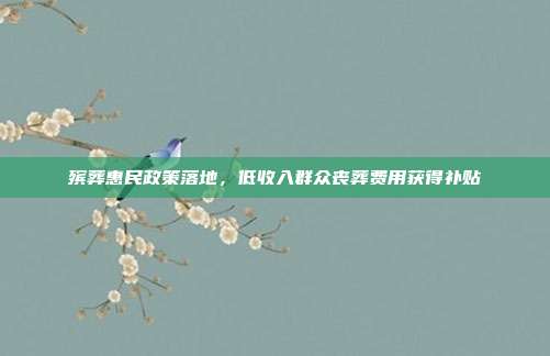 殡葬惠民政策落地，低收入群众丧葬费用获得补贴