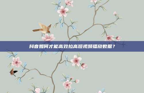抖音如何才能高效拉高短视频播放数据？