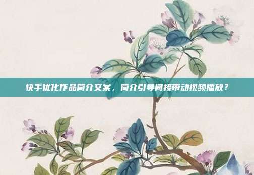 快手优化作品简介文案，简介引导间接带动视频播放？