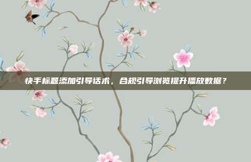 快手标题添加引导话术，合规引导浏览提升播放数据？