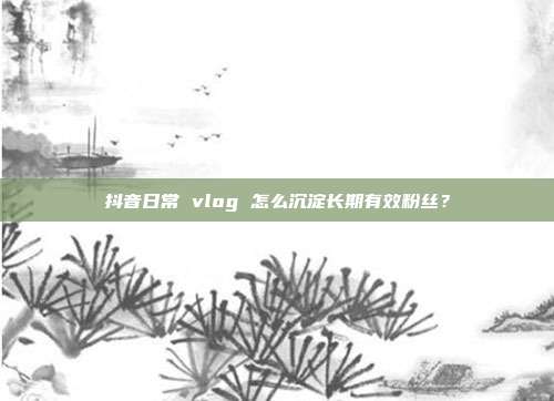 抖音日常 vlog 怎么沉淀长期有效粉丝？