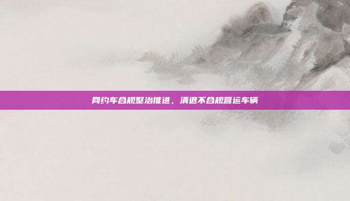 网约车合规整治推进,清退不合规营运车辆