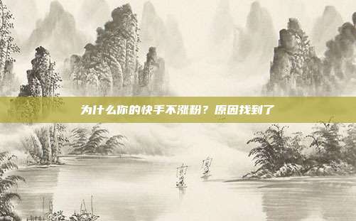 为什么你的快手不涨粉？原因找到了