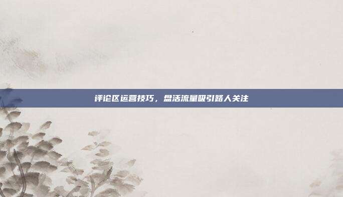 评论区运营技巧，盘活流量吸引路人关注