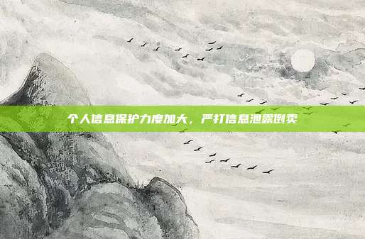 个人信息保护力度加大,严打信息泄露倒卖