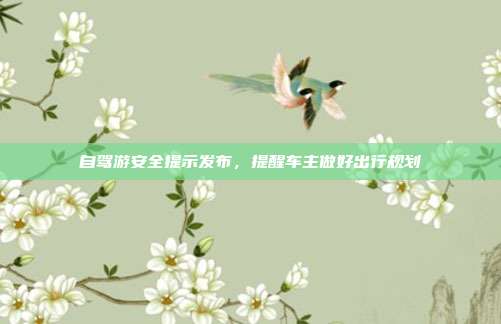 自驾游安全提示发布，提醒车主做好出行规划
