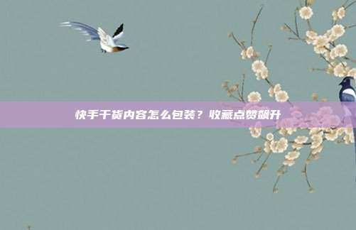 快手干货内容怎么包装？收藏点赞飙升
