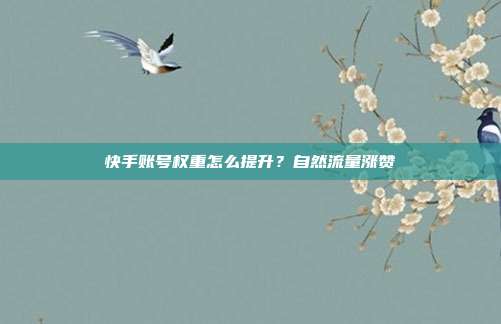 快手账号权重怎么提升？自然流量涨赞