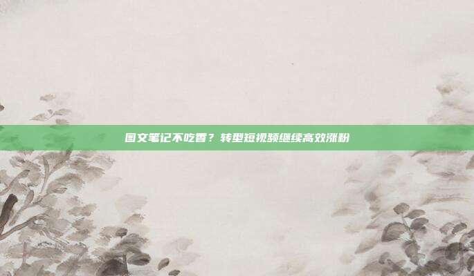 图文笔记不吃香？转型短视频继续高效涨粉