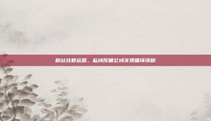 粉丝社群运营，私域反哺公域实现循环涨粉
